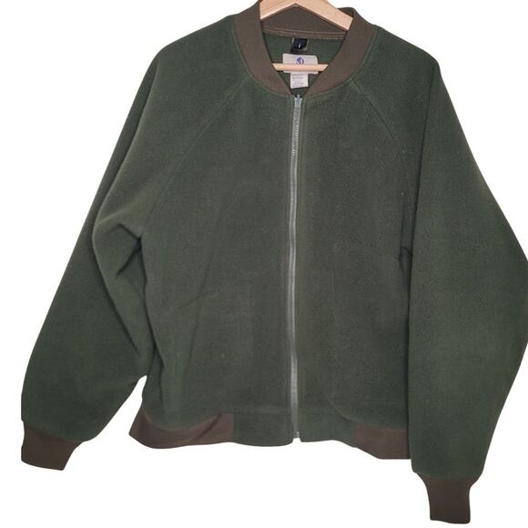 VF Imagewear Mens L Fleece Lined Full Zipper Bomber Jacket Army Border USA - Picture 1 of 5